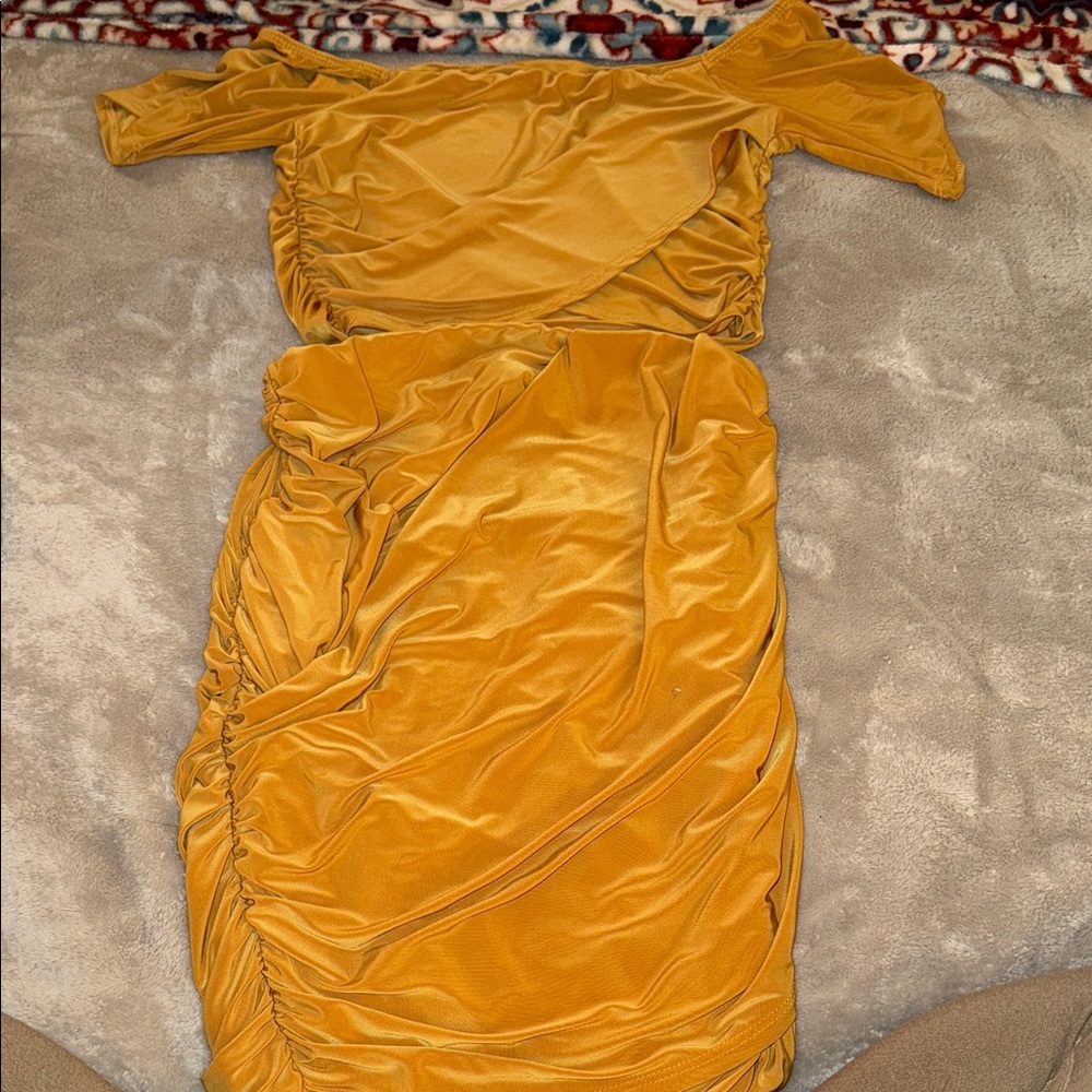 Elegant Mustard Off-Shoulder matching set